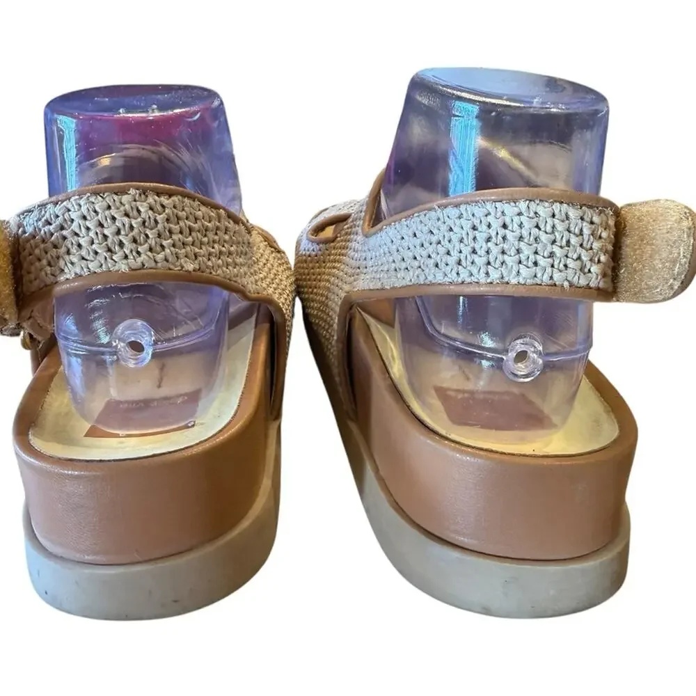 Dolce Vita Women’s 8.5 Brown Leather and Raffia Grip Closure Sandals